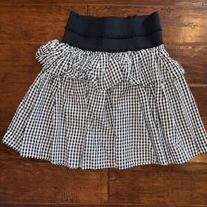 Vtg My Michelle Womens Black White Checkered Skirt Elastic Waist Band Medium‎